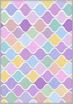 Washable 5x7 Abstract Wave Rug Living Room, Modern Geometric Colorful Design Area Rugs for Bedroom, Abstract Wave Home Decor Carpet, Low Pile, Non Slip, Kids & Pet Friendly (N4168)