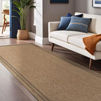 Easy Jute Rugs 2x7 Bordered Natural Color Living Room Indoor Outdoor Runner Rug for Patio and Kitchen Rug High Traffic Washable Easy to Clean Solid Boho Woven Design Outside Carpet (2 x 7)