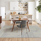 Washable Area Rug 8x10 - Large Indigo Boho Rugs for Living Room Soft Abstract Bedroom Rug Ultra-Thin Modern Rainbow Carpet Dining Room Nursery Room Home Decor
