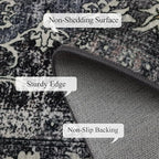 4x6 Washable Area Rug for Living Room, Carpet for Bedroom, Soft Faux Wool Retro Dining Room Rug, Non Slip&Non-Shedding Resistant Low Pile Vintage Print Rug for Home Office (Tan/Gray)
