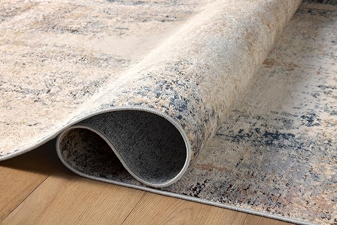 Loloi Teagan Collection TEA-08 Ivory/Mist 9'-9" x 13'-6" Area Rug, Large, Soft Neutral Rug, High-Traffic for Living Room, Bedroom, Home Office, Dining Area