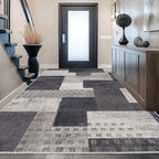 Modern Geometric Patchwork Indoor Area Rug for Living Room, Charcoal 6'x 9' Large Rug Rockwood Collection Hardwood Floors Decor for Bedroom, Grey Throw Carpet for Office Entryway Dining Room
