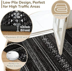 BESTSWEETIE 9x12 Area Rugs for Living Room Washable Moroccan Farmhouse Neutral Geometric Low Pile Non-Slip Soft Print Pattern Rug for Bedroom Kitchen Dining Room Entryway Black/White