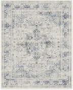 RUGGABLE Washable Vintage Area Rug – Sarrah Blue Quartz 8x10, Stain-Resistant, Non-Slip – Large Machine Washable Rugs for Living Room, Bedroom, Hallway, Entryway & Office–with Cushioned Pad