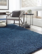 Unique Loom Solid Shag Collection Area Rug (10' x 13' 11" Rectangle, Sapphire Blue/ Navy Blue)