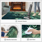 Peacock Feather Rugs for Living Room - 3x5 Rug, Peacock Decor Area Rugs for Bedroom, Teal Turquoise Rug, Plant Washable Carpet, Malachite Green Feather Carpet - Peafowl Home Decor & Gifts