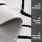 YIHOUSE Modern Washable Area Rug for Living Room Bedroom - Large Abstract Black and White Rug Non-Slip Ultra-Thin Home Decor (Abstract, 9'x12')