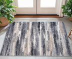 Modern Abstract Small Area Rug Indoor 3x5 Washable Rug Non-Slip Soft Entryway Rug Grey Black Multi Kitchen Mats Thin Print Faux Wool Floor Carpet Throw Rugs for Entrance Bedroom Home Decor