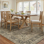 8x10 Washable Brown Area Rug Vintage Living Room Bedroom Carpet Non-Slip Soft Low Pile Distressed Indoor Large Throw Rug for Dining Room Office