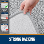 OLANLY Bathroom Rugs 30x20, Extra Soft Absorbent Chenille Bath Rugs, Rubber Backing Quick Dry, Machine Washable Bath Mats for Bathroom Floor, Tub and Shower, Home Decor Accessories, Light Grey