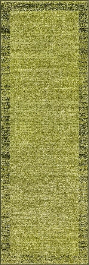 Rugs.com Angelica Collection Rug – 6 Ft Runner Light Green Medium Rug Perfect for Hallways, Entryways