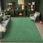 AROGAN Washable 4×6 Bedroom Rug, Modern Area Rugs with Soft Memory Foam for Living Room, Minimalist Non-Slip Indoor Floor Carpet for Dining Room Office Kids Playroom Decor, Green