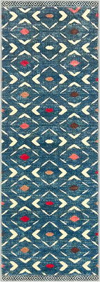 KILOCOCO Hallway Runner Rug 2'x8' Runners for Hallways Soft Washable Runner Rugs Non Slip Printed Low-Pile Runners for Bedroom Kitchen Living Room Laundry Room Boho Rugs, Teal/Blue