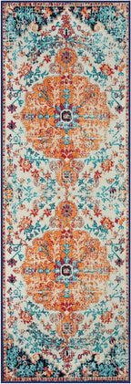 Lahome Bohemian Floral Medallion Runner Rug - 2'8" x 8' Oriental Distressed Hallway Runner Rug Country Vintage Washable Non-Slip Laundry Carpet Soft Low-Pile Indoor Mat for Entryway Bedside Decor