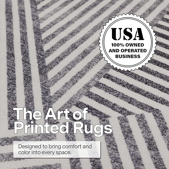 ReaLife Rugs Machine Washable Area Rug Runner - Living Room Bedroom Bathroom Kitchen Entryway Office - Padded Low Pile Stain Resistant Premium - Modern Geometric Contemporary - Miles - Gray 2'6"x10'