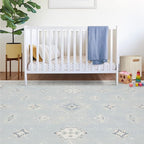 RUGGABLE Washable Vintage Area Rug – Verena Soft Blue 9x12, Stain-Resistant, Non-Slip – Large Machine Washable Rugs for Living Room, Bedroom, Hallway, Entryway & Office–with Standard Pad