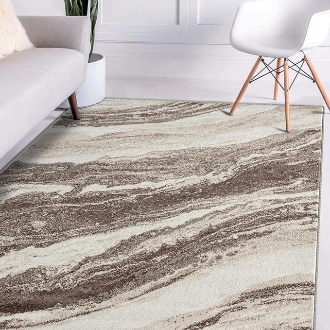LUXE WEAVERS Lagos Collection 7983 Brown 4x5 Art Deco Geometric Area Rug