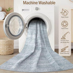 10x14 Area Rugs Living Room: Washable Large Vintage Blue Rug Neutral Non-Slip Soft Stain Resistant Indoor Carpet for Bedroom Nursery Dining Room Under Table Bed Home House Office Playroom