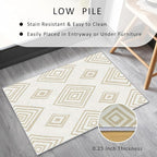 Washable 4x6 Modern Geometric Rug Living Room, Beige Abstract Diamond Design Area Rugs for Bedroom, Modern Geometric Home Decor Carpet, Low Pile, Non Slip, Kids & Pet Friendly (N4178)