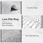 Moroccan Washable Area Rug, 2x4 Non-Slip Front Door Mat Indoor Entrance, Low-Pile Distressed Grey Rug Throw Rugs for Bedroom Kitchen Bathroom Laundry Room