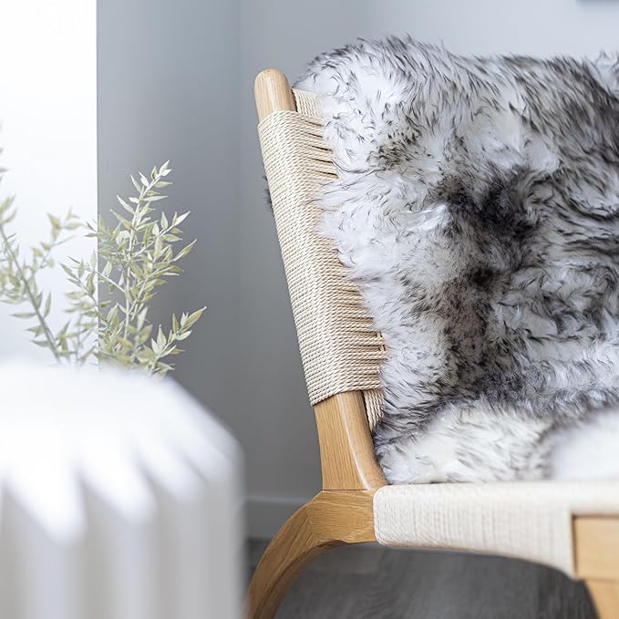 Real Sheepskin Rug 2x6 ft | Sheepskin Rugs for Living Room and Sofa | Bedside Rugs for Bedrooms | Large Fluffy Rug is Breathable & Heat-regulating in Color Snow Peak