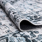 Bloom Rugs Caria Washable Non-Slip 7 ft Runner - Denim Blue Traditional Runner for Entryway, Hallway, Bathroom, and Kitchen - Exact Size: 2'6" x 7'