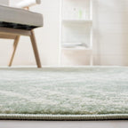 SAFAVIEH Adirondack Collection Area Rug - 6' Square, Green & Ivory, Modern Diamond Distressed Design, Non-Shedding & Easy Care, Ideal for High Traffic Areas in Living Room, Bedroom (ADR131Y)