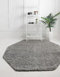 Unique Loom Solid Shag Collection Area Rug (8' Octagon, Cloud Gray)