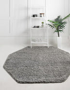 Unique Loom Solid Shag Collection Area Rug (4' Octagon, Cloud Gray)