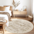 6x6 Brown Round Rug 6ft Living Room Circle Rug Vintage Round Area Rug Non Slip Indoor Carpet for Dining Room Bedroom