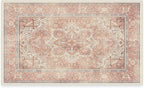 RUGGABLE Washable Area Rug – Kamran Rose Pink 3x5, Stain-Resistant, Non-Slip – Small Machine Washable Rugs for Living Room, Bedroom, Hallway, Entryway & Office–with Standard Pad