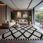 CAMILSON Modern Rug 9x12 Luxury Diamond Pattern Large Micro Loop Area Rugs Soft High-Low Pile Stain Resistant Easy to Clean Non-Shedding Durable Living Room Bedroom Indoor Carpet (Black/Gray)