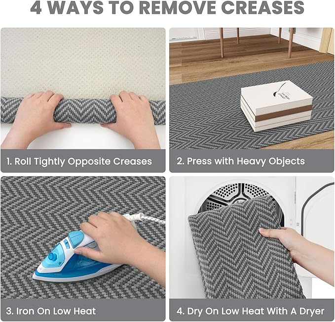 2x5 Ft Runner Rug Washable Runners for Hallways Kitchen Runner Rug with Rubber Backing Cotton Entryway Runner Indoor, Woven Floor Carpet for Hall Kitchen Bedroom, Charcoal Gray/Gray
