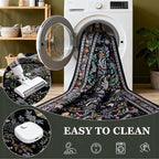 8x10 Area Rugs Living Room Rug: Vintage Washable Rug Floral Soft Carpet Indoor Floor Non-Slip Boho Stain Resistant Large Carpets for Bedroom Kids Nursery Dining Room Farmhouse Home Office Black