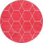 Unique Loom Trellis Frieze Collection Area Rug - Geometric (4' 1" Round, Pink/ Ivory)