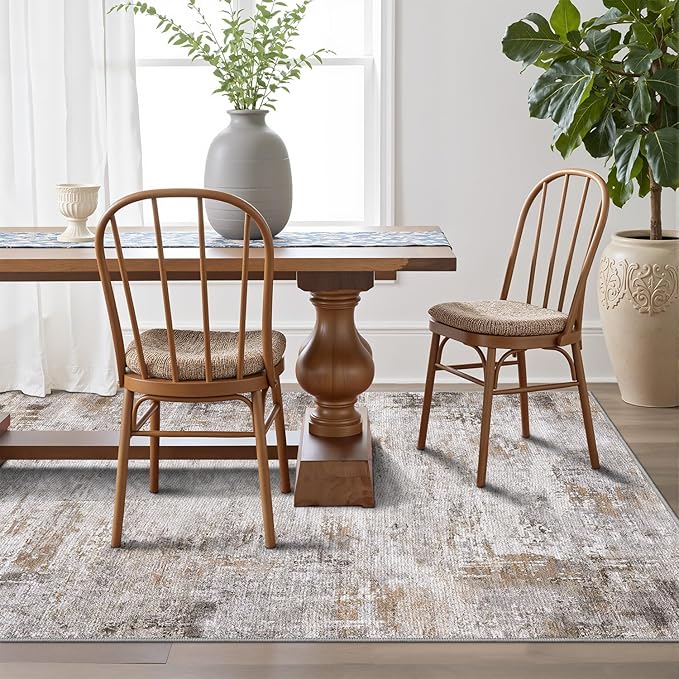 LUMI 8x10 Washable Area Rug for Living Room, Ultra Soft Modern Abstract Rugs Non Slip with Rubber Backing, Low Profile, High Traffic, Stain Resistant Carpets, Ideal for Bedroom, Dining Room, Indoor