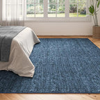 Eleisa Modern Vintage 9x12 Herringbone Chevron Area Rug, Non-Slip Stain Resistant Washable Rug, Blue Large Rug for Living Room, Farmhouse Carpet for Bedroom, Kitchen, Dining Room, Home Office