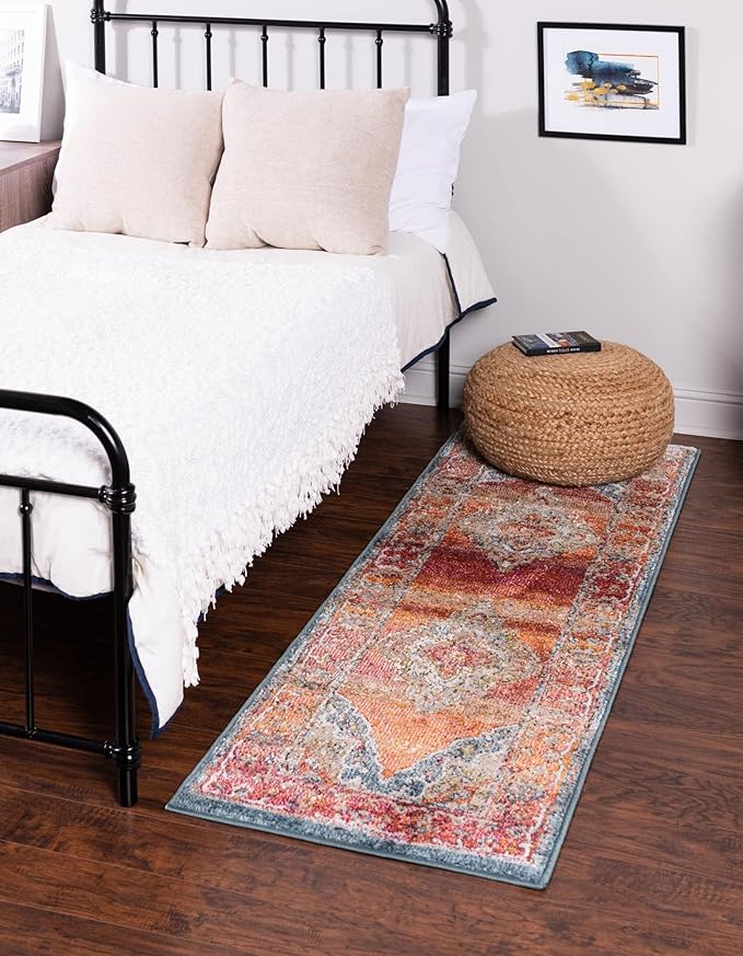 Unique Loom Isabella Collection Area Rug - Rossellini (2' 7" x 10' Runner, Rust Red/ Beige)