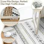 BESTSWEETIE 9x12 Area Rugs for Living Room Washable Moroccan Farmhouse Neutral Geometric Low Pile Non-Slip Soft Print Pattern Rug for Bedroom Kitchen Dining Room Entryway Black/Brown