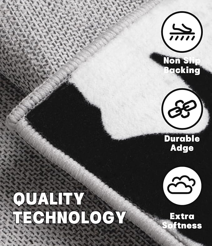 YIHOUSE Black Modern Area Rug 6x9,Abstract Rugs for Bedroom,Black and White Geometric Rug,Minimalist Striped Rug,Dark Washable Area Rugs 5x7 Non Slip Rugs for Living Room，Office