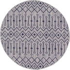 Unique Loom Outdoor Trellis Collection Area Rug - Tribal Trellis (5' 3" Round, Gray/ Black)