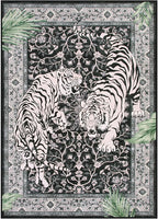 Moynesa Tiger 5x7 Area Rugs, Boho Washable Rugs for Living Room, Vintage Soft Dining Room Rug, Non Slip Ultra Thin Stain Resistant Large Floor Carpet for Office Bedroom, Black