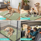 Smiry Dog Door Mat for Muddy Paws, Absorbent Dirt Trapper Non Slip Quick Dry Washable Chenille Mat for Mud Dogs, Entry Rug for Indoor and Outdoor (71x46 Inches, Sage Green and White)