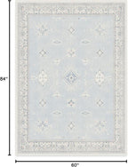 RUGGABLE Washable Vintage Area Rug – Verena Soft Blue 5x7, Stain-Resistant, Non-Slip – Medium Machine Washable Rugs for Living Room, Bedroom, Hallway, Entryway & Office–with Standard Pad