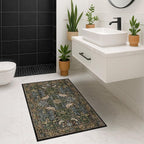 Washable Dark Vintage Floral Rugs for Entryway - Small 2x3 Washable Rug for Kitchen Bathroom Door Mat Indoor Entrance with Bird & Botanical Pattern, Brown Earthy Tones, Non Slip Low Pile
