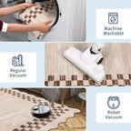 GarveeHome Scalloped Round Rug 4ft Modern Solid Color Circle Rugs Non Slip Low Pile Living Room Throw Carpat Washable Bedroom Scalloped Round Area Rug Stain Resistant Bordered Rug for Kitchen, Beige