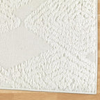 Antep Rugs Palafito 2x10 Geometric Shag Diamond High-Low Pile Textured Indoor Runner Rug (White, 2' x 10')