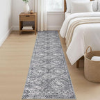 KILOCOCO Hallway Runner Rug 2'x8' Runners for Hallways Washable Runner Rug Non Slip Rubber Backed Low-Pile Runners for Bedroom Kitchen Living Room Laundry Room Boho Rugs, Grey