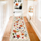 U'Artlines 2'x6' Boho Runner Rug for Hallways Kitchen Colorful Floral Soft Non Slip Washable Floor Carpet Runners for Entryway Laundry Room Bathroom Beige