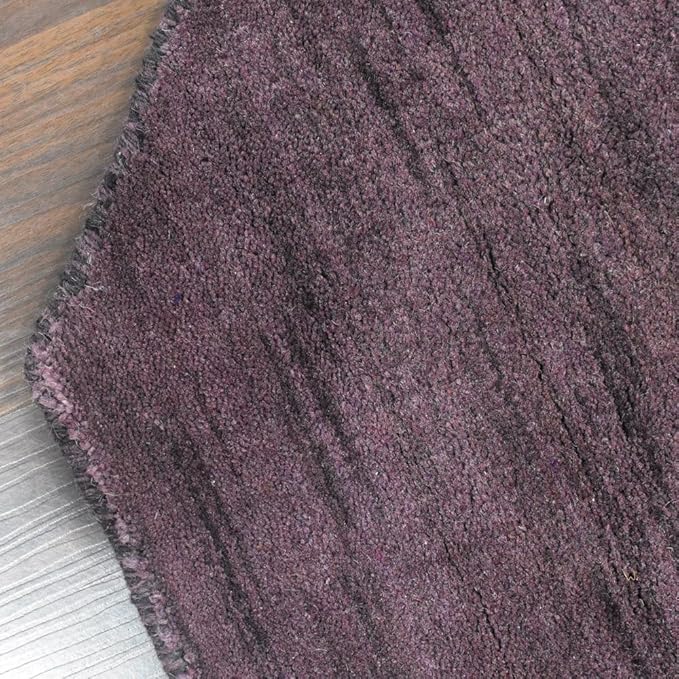 Hand Knotted Loom Wool ECO-Friendly Area Rugs - 10'x10', Octagon, Purple Color, Solid Plain Design, High Pile Handmade Anti Skid Area Rugs for Living Room, Bed Room (L00111)
